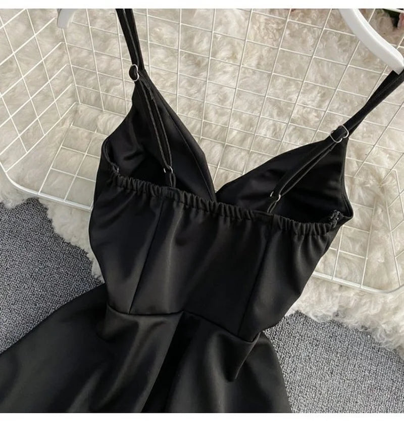 Kylethomasw Backless Club Dresses Hepburn Black Mini Dress High Waist a Line Slim Woman Dress Robe Femme