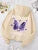 Purple Butterfly Printing Hoodies Fleece Pocket Hoody Simple Hoodie Autumn Loose Female