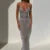 Embroidery See Through Long Dress Knitted Slim Backless Sleeveless Bodycon Dresses Summer Beach Party Robes New