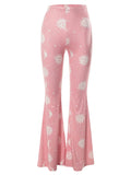 Pink Graphic Flare Pants 90s Clothes Elastic High Waist Sweatpants Harajuku Yk2