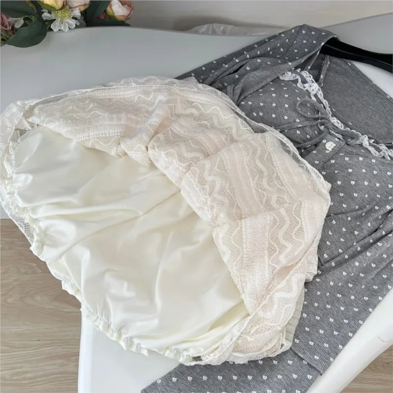 Autumn New Sweet 3-piece Skirt Set Spaghetti Strap Top Cardigan Mini Cake Skirt Y2k Kawaii Korean Suit Clothing