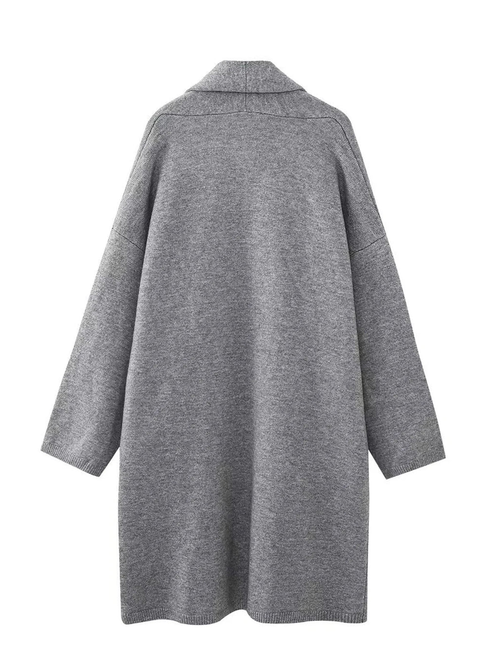Gray Loose Open Stitch Sweater Cardigan Spring Pockets Long Sleeve Oversized Knit Sweaters Coat New Top