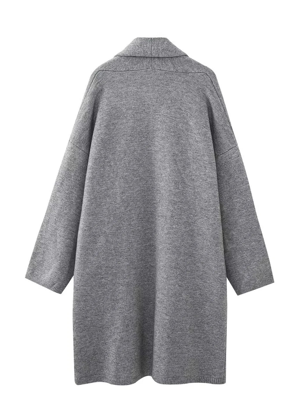 Gray Loose Open Stitch Sweater Cardigan Spring Pockets Long Sleeve Oversized Knit Sweaters Coat New Top