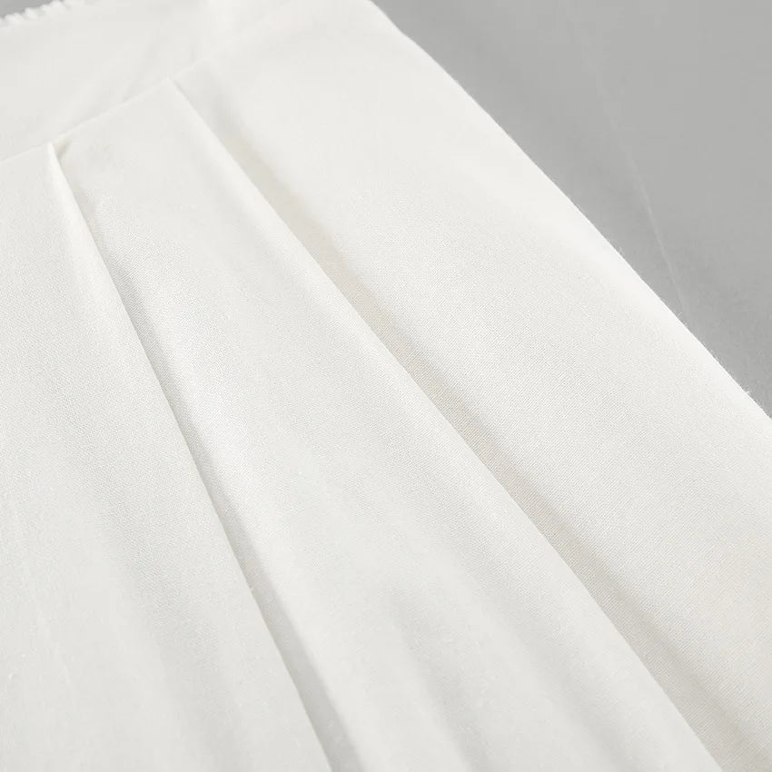White Simple Wide Leg Pants Sets Summer New Off Shoulder Sleeveless Tube Tops Pants 2 Piece Set