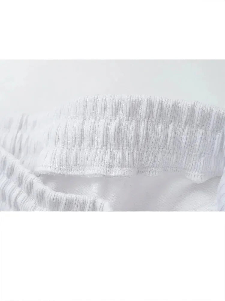 Summer Basic Round Neck Cotton Tshirt Set Short Sleeves Top Female Loose Laceup Straight Leg Pants