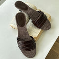 Designer Summer Low Heel Weave Slippers Open Toe Dress Slides Outdoor Gladiator Shoes