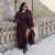 Burgundy Red Double Breasted Overcoat Lace Up Loose Lapel Pockets Long Sleeve Coat New High Street Outerwear