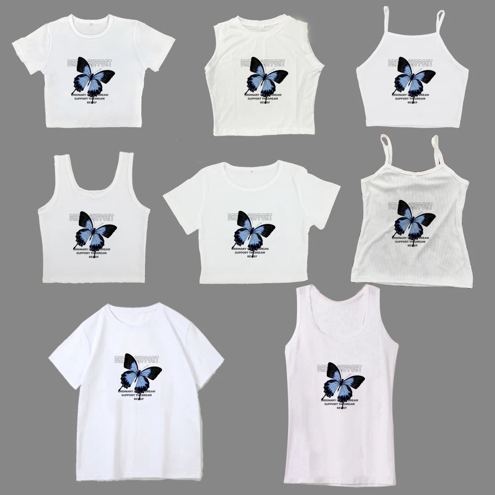 Full-shoulder Cotton Short-sleeved T-shirt Summer New Spice High Waist Slim Short Crop Clothes Sweet and Spicy