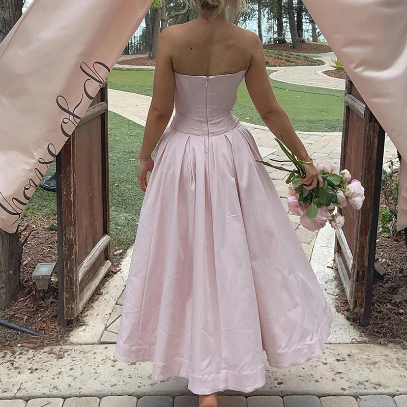 Multi Color Slim Long Dresses V Neck Wrap Chest Waist Party Dress Hollow Off Shoulder Pleated Dress