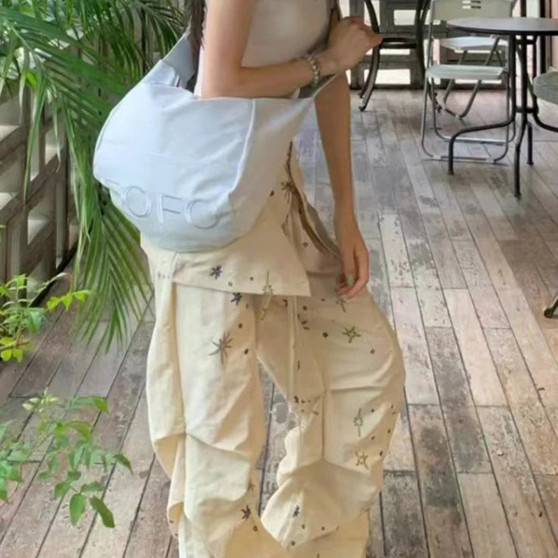 Y2k Baggy Cargo Pants American High Waist Trousers Korean Harajuku Wide Leg Pants New