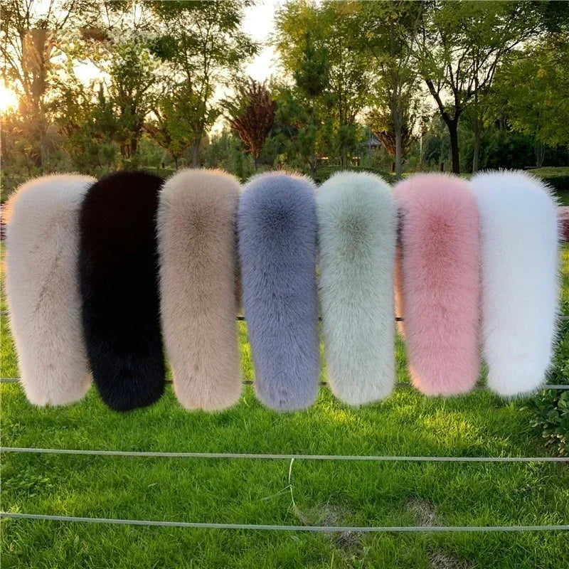 Soft Scarf Winter Faux Fox Fur Collar Furry Warm Thicken Parka Coat Hood Decor Fake Fur Shawl Scarves