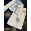 Sweet Hot Girl Suit Autumn/winter Bow Beaded Longsleeved Coat High Waisted Aline Skirt Twopiece Set Female Clothes