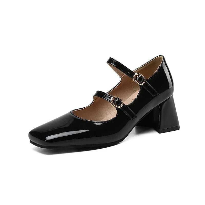 Silver Black Burgundy Heels Buckle Strap High Heels Pumps Mary Jane Shoes Lady Party Wedding Shoes