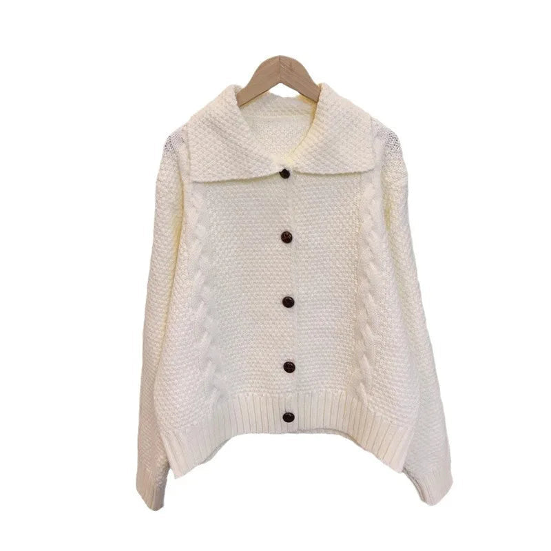 Japanese Lazy Lapel Cardigan Female Sueter Mujer New Age Reduction Sweet Sweater Coat Soft Waxy Knit Cardigan