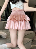 Y2k Ruffles Pink Mini Skirts Sweet Kawaii High Waist a Line Skirt Summer Korean Black Ball Gown Skirts