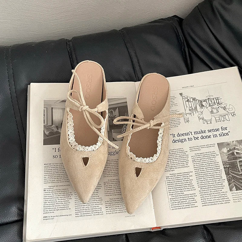 Designer Summer Pointed Toe Mules Slippers Dress Street Style Slip on Shoes