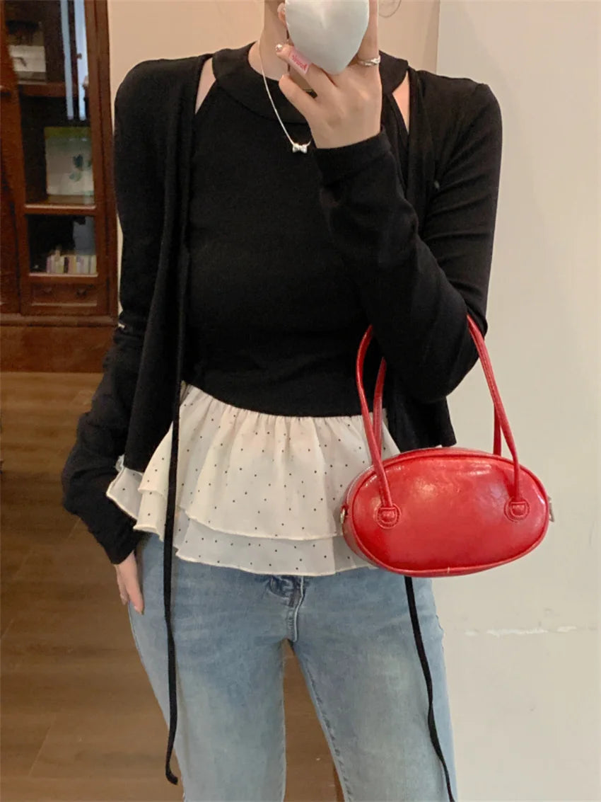 Retro High Street Coats Slimfit New With Halter Tank Tops Autumn Daily Office Lady Gentle