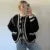 Knitted Lace Up Cardigan Winter Loose Contrast Color O-neck Pockets Sweaters Female Warm Knitwear