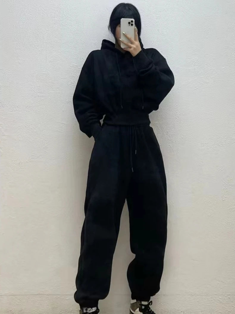 New Hoodies Suit Winter Spring Tracksuit Two Pieces Set Sports Pullover Sweatpants Sweatshirt Mujer