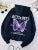 Purple Butterfly Printing Hoodies Fleece Pocket Hoody Simple Hoodie Autumn Loose Female