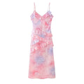 V-neck Backless Sleeveless Long Dresses Fashionable High Waist Slim Party Dress Print ’s Evening Dress