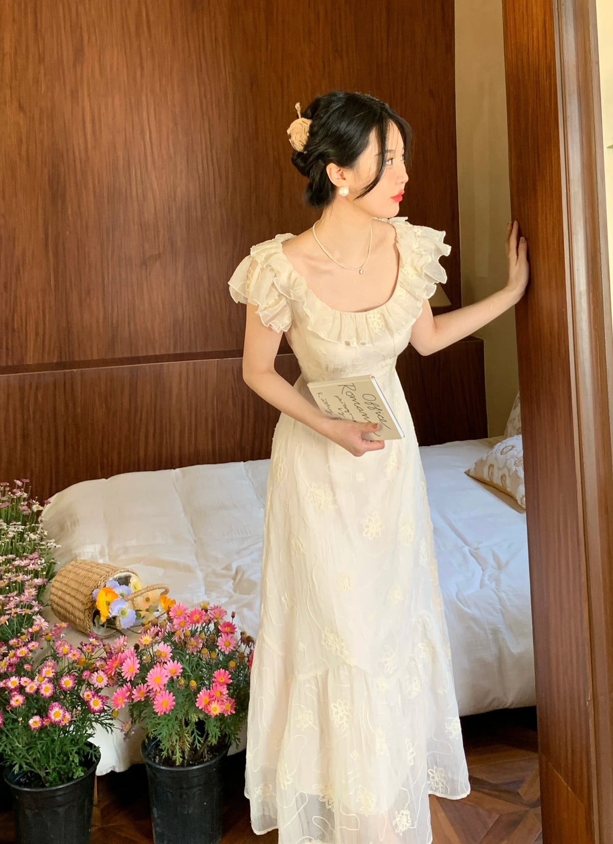 Summer French Midi Dress Ruffles Slim Party Dress Holiday Beach Korean Vestidos