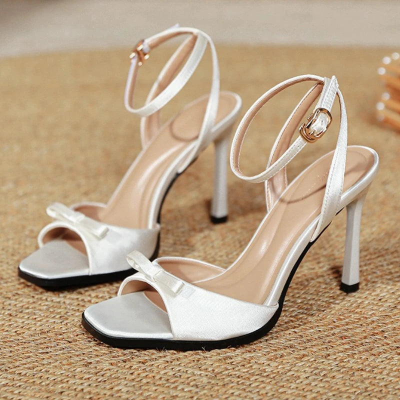 High Heels Ankle Strap Fish Mouth Sandals for Bowknot Designer Brand Party Dress Shoes Pumps