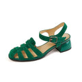 New Summer Sandals Sheep Suede Leather Shoes for Round Toe Chunky Heel Shoes Cover Toe Sandals Gladiator Shoes
