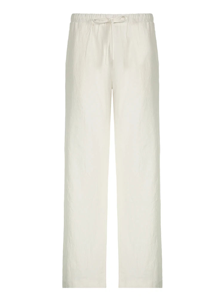 Loose Straight Leg Pants for Simple Lazy Comfortable Summer Vacation Trousers