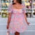 Kawaii Puff Sleeve Tulle Princess Dress Off Shoulder Square Collar Mini Dress Puffy Mesh Party Prom Evening Dress