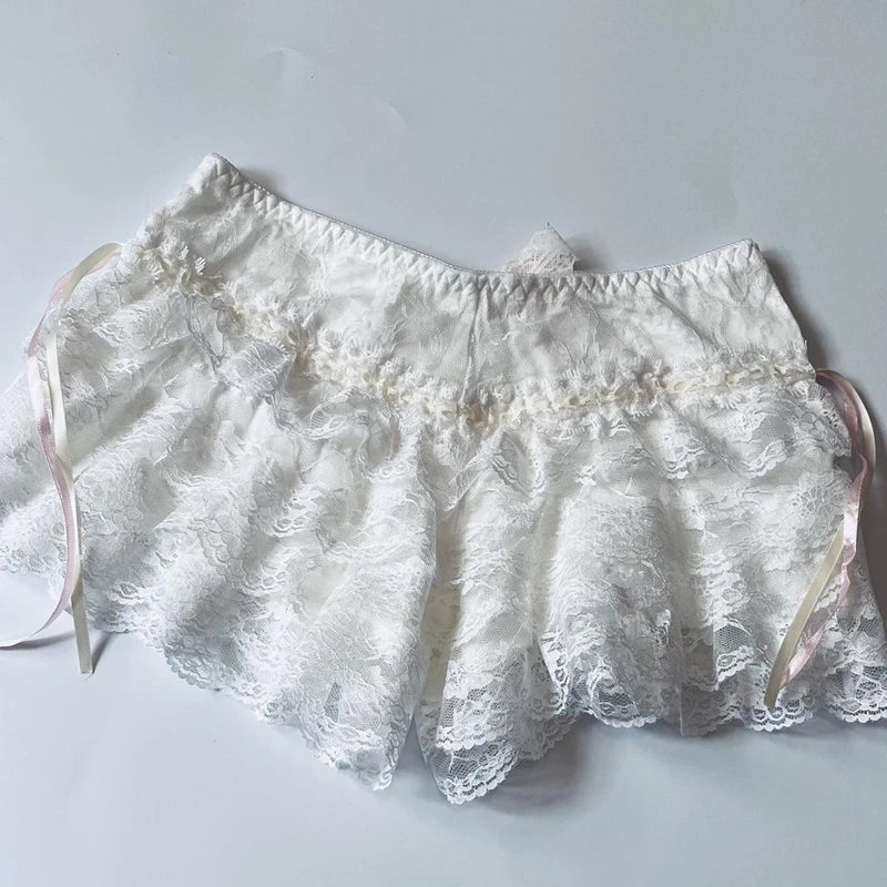 Cottage Coquette Y2k 00s Shorts Kawaii Lace Trim Multi-layers Bottoms Fairycore Retro Lolita Sweet Pettipants