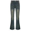 Distressed Y2k Flared Jeans Low Rise Rivet Stitching Cargo Pants 90s Grunge Denim Trousers New