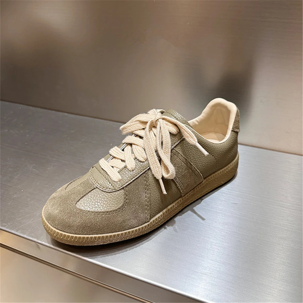 New Genuine Leather Sneakers Crosstied Comfort Flats Shoes Woman Sport Shoes Female Sneakers