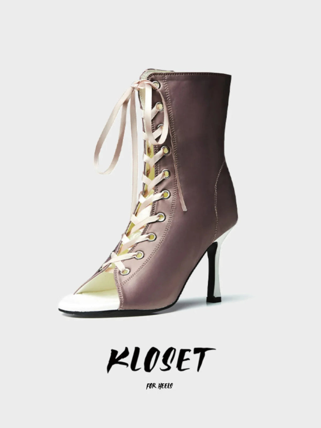 Satin Purple Fish Mouth Shoes Jazz Dance High Heels Dance Shoes Dancing Short Boots Jazz Dance Shoes Sandals