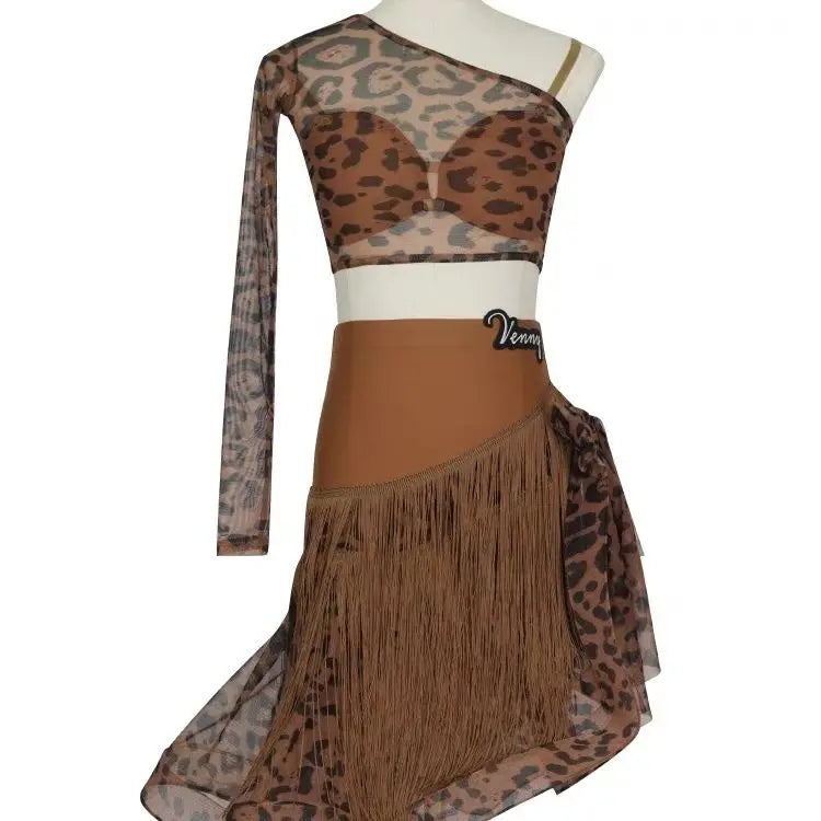 Bodycon Dress Leopard Latin Dance Shoes Dress Woman New Latin Dance Dress Dance Sports Costume Girl Kid's