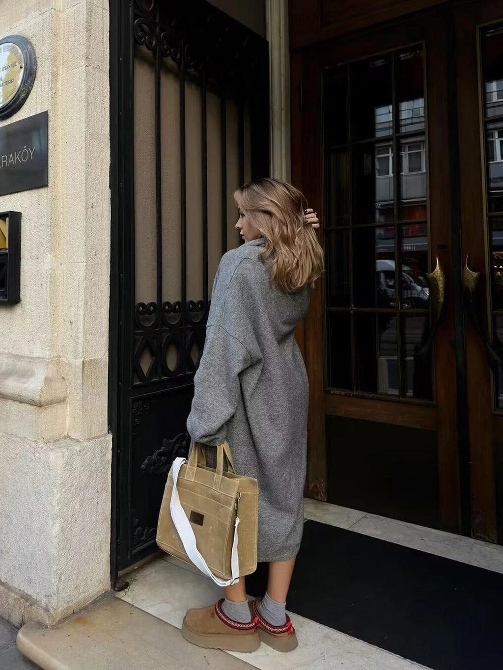 Gray Loose Open Stitch Sweater Cardigan Spring Pockets Long Sleeve Oversized Knit Sweaters Coat New Top