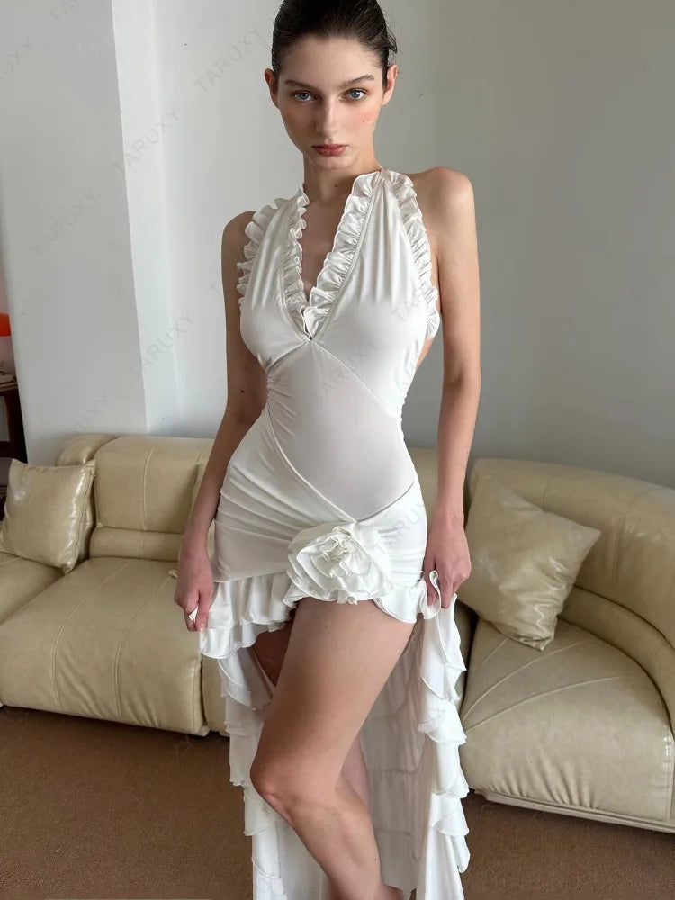 Mesh Bodycon Dress See Through Lace Slim Bandage Long Dresses Femme Beach Holiday Backless Dress Woman