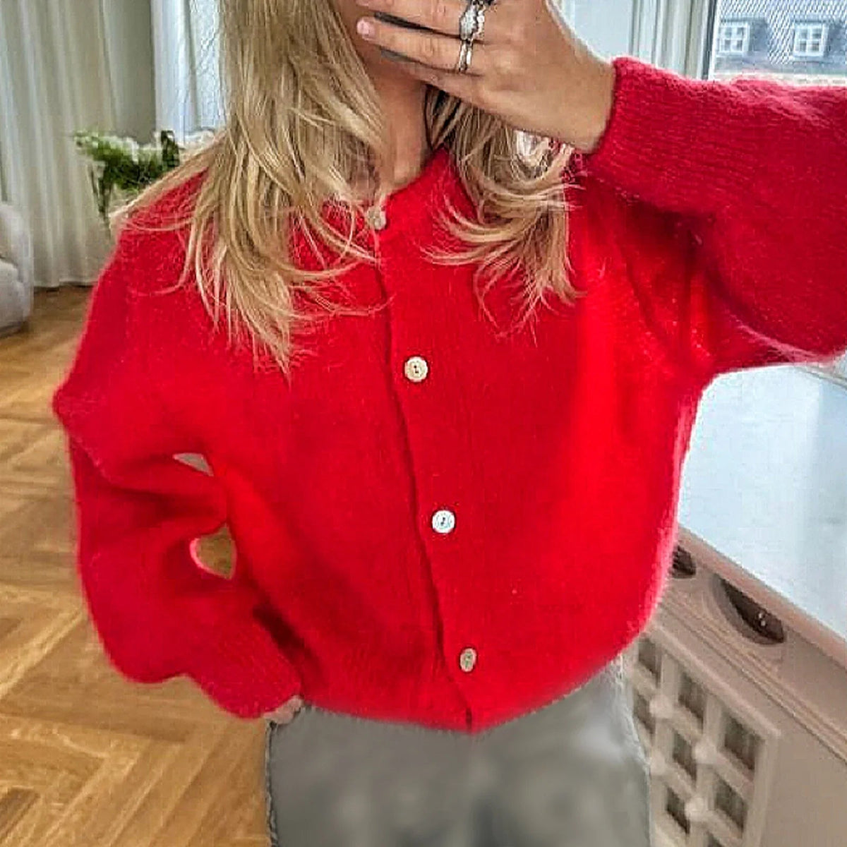 Basic Cardigans Front Button Up Long Sleeve Knitwear Y2k Color Soft Knitted Sweater Tops Outerwear