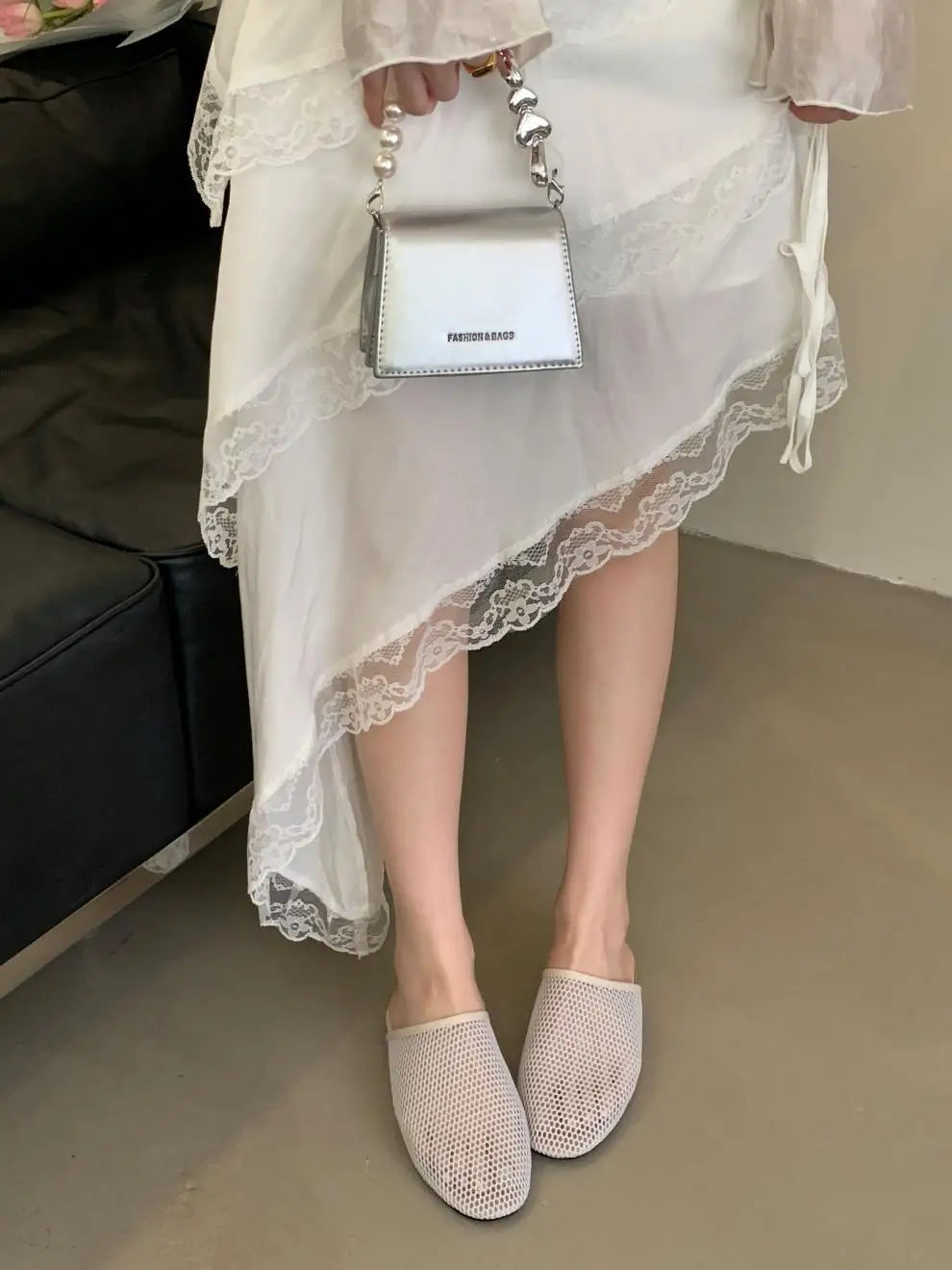 Female Shoes Rubber Slippers Fretwork Heels Slides Low Summer Clogs Woman Flat Soft Beach Fabric Rome Hoof Cotton Rubber Sl