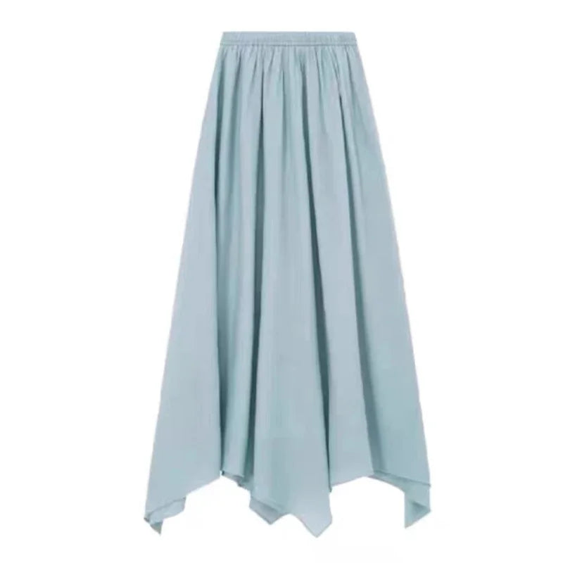 Autumn French Party Chiffon Skirt 2 Piece Set Blouse + Office Lady Fairy Midi Skirt Korean