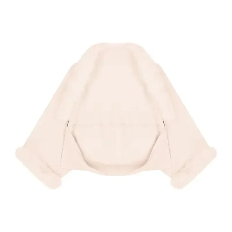 Autumn New High Street Color Threaded Chain Knit Dress + Loose Plush Spliced Cardigan Twopiece Suit