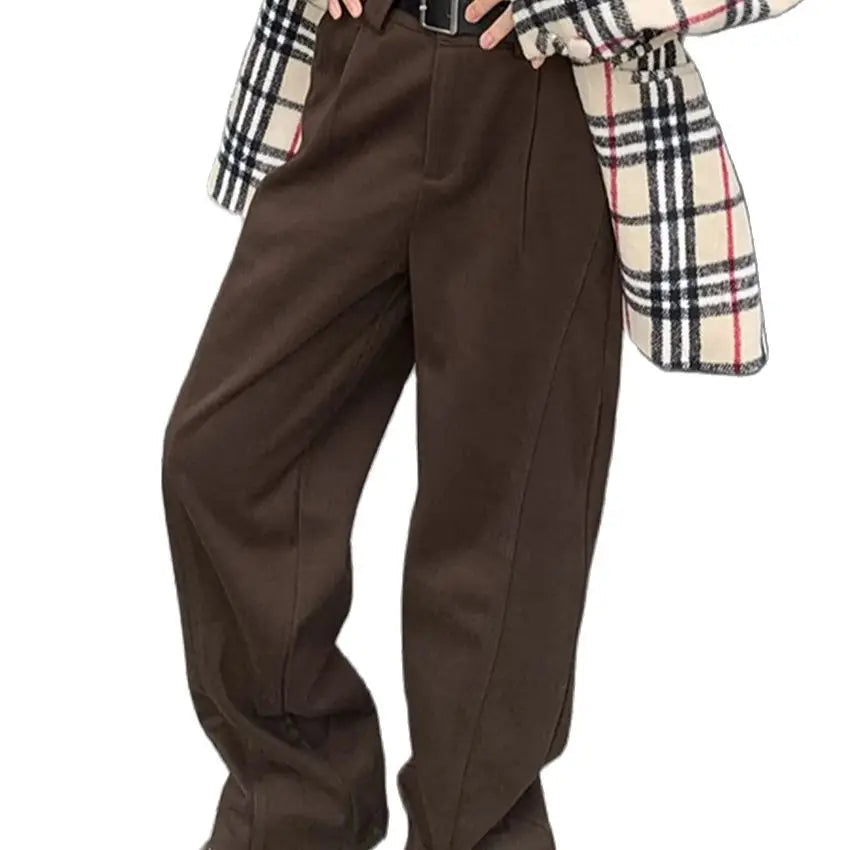 New Winter Pants Thicken Warm Work Wear Loose High Waist Straight All Match Daily