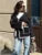 Knit Contrast Cardigan Sweater for Lace-up Pocket Long Sleeve Patchwork Loose Coat Autumn Knitwear ’s Outwear