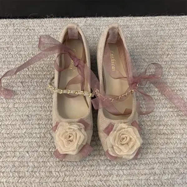 Shoes Woman Flats Modis Dress Summer on Heels New Spring Mary Janes Flower Summer Shoes Heels