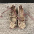 Shoes Woman Flats Modis Dress Summer on Heels New Spring Mary Janes Flower Summer Shoes Heels