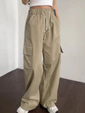 Korean Spring New French Age Reduced Elastic Waist Drawstring Large Pocket Versatile Loose Pants