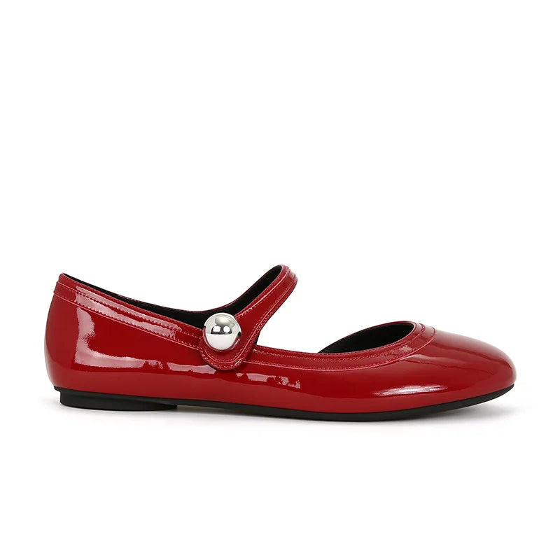 Cartoon Leather Mary Jane Shoes Lolita Red Black Flat Keel Thin Shoes Girl