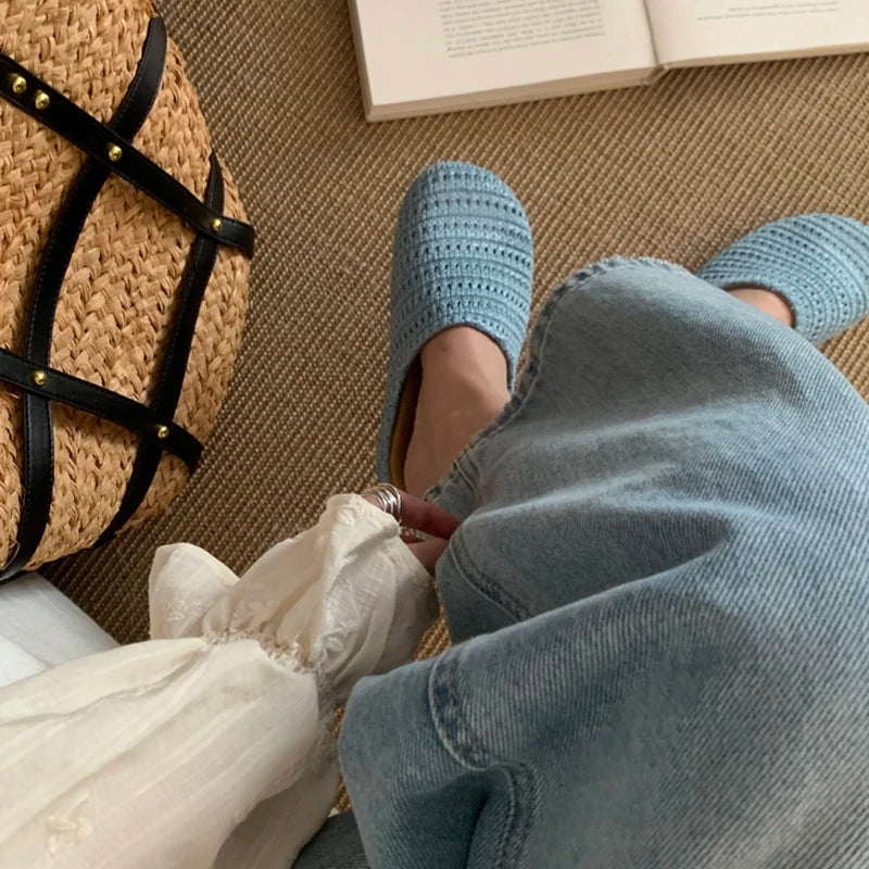 Summer Breathable Hollow Out Mules Slippers Slip on Singbacks Shoes Dress Slides