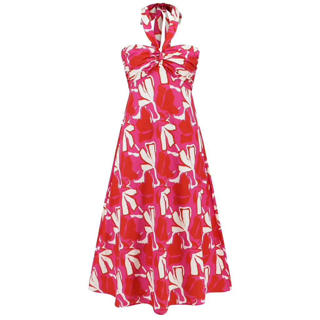 Summer Dress Hanging Neck Dress Print Long Dress Bodycon Vestido Y2k