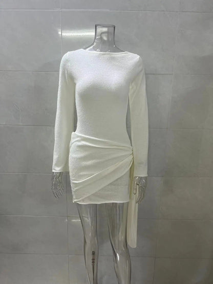 Backless Short Dress for Slim Long Sleeved Mini Dresses New Summer Vacation Beach Wear Vestidos